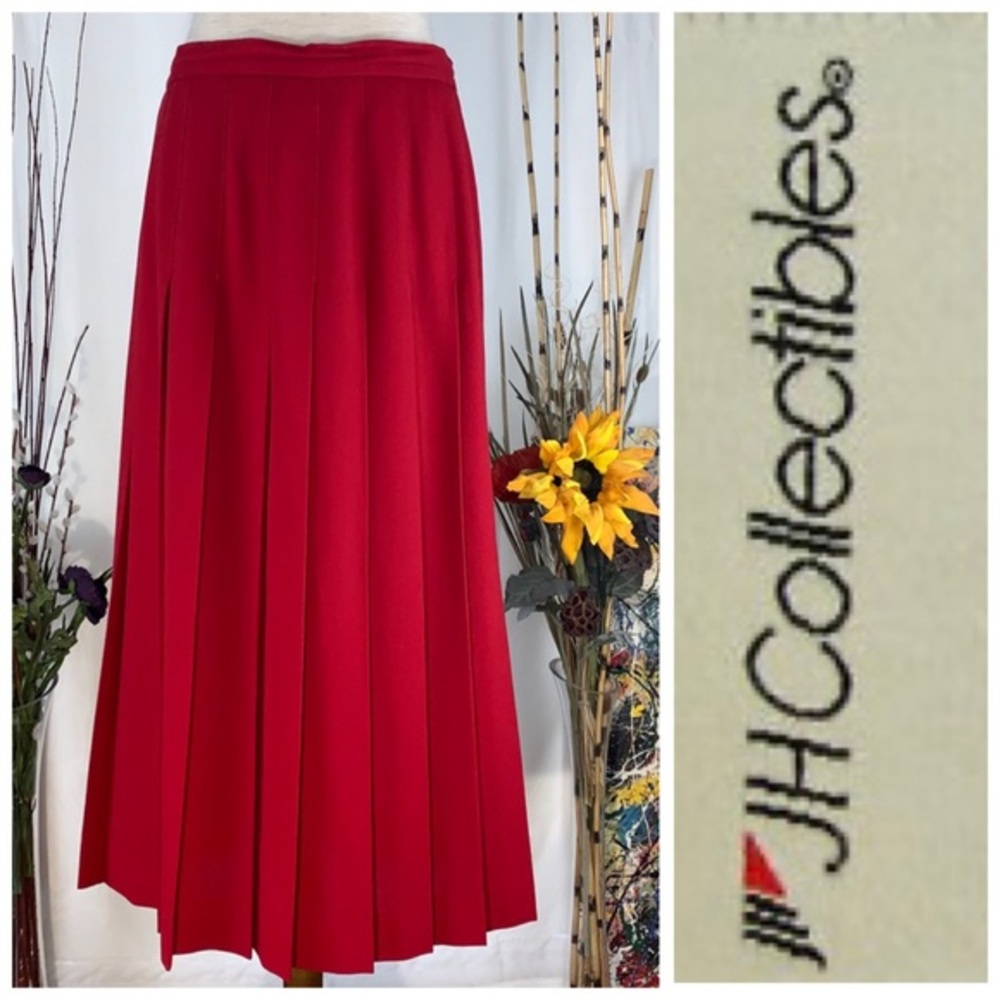 JH Collectibles red pleated maxi skirt.